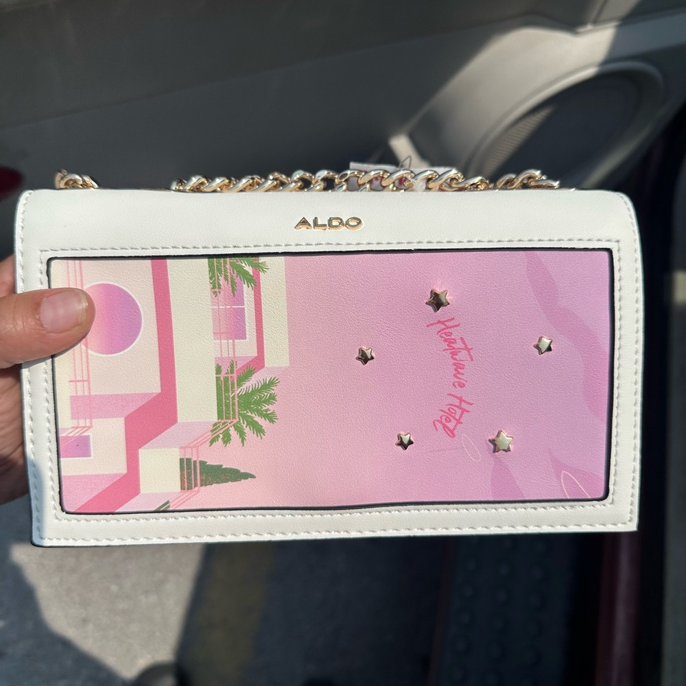 Aldo Pink and Cream Clutch with Gold Accents